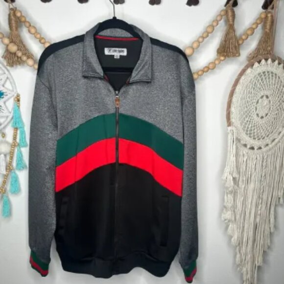 Stacy Adams Red Green Stripe Tracksuit Jacket - Picture 1 of 4